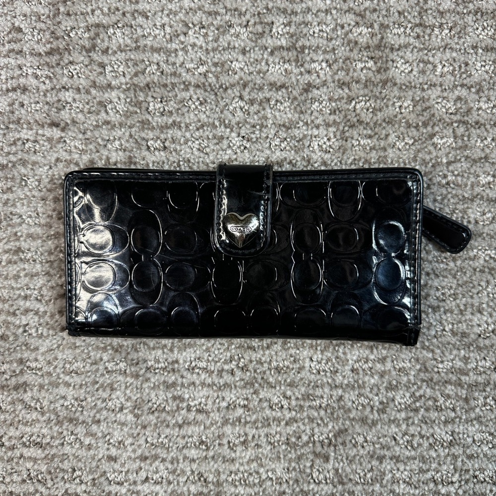 Coach Black Patent Signature Wallet